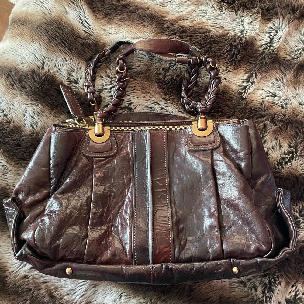 Chloe Tote Bag in Deep Plum/Brown